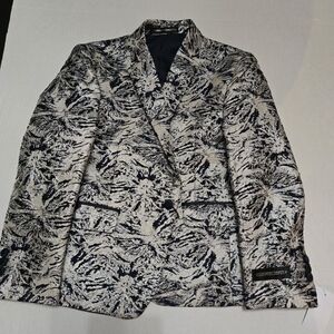 Boys Blazer - Size 7 - Navy Blue, Cream And Silver